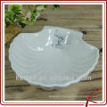 white glaze ceramic shell soap dish